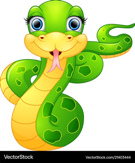 Happy green snake cartoon Royalty Free Vector Image