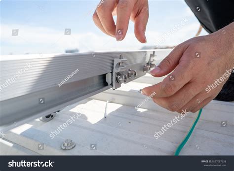 Installing Grounding Steel Bar Solar Rooftop Stock Photo 1827087938 ...