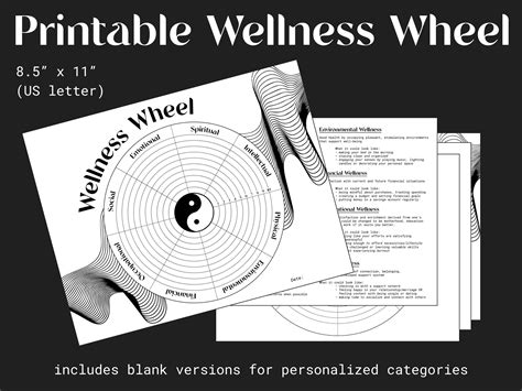 Printable Yin Yang Life Balance Wheel Worksheet With Blank Etsy