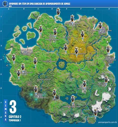 Localização das Bancadas de Aprimoramento de Armas no Fortnite