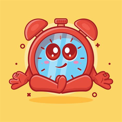 Funny Alarm Clock Character Mascot With Yoga Meditation Pose Isolated