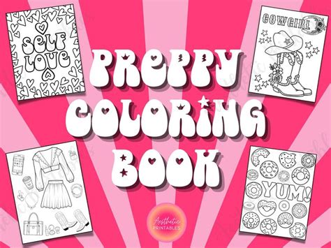 Preppy Coloring Pages Preppy Coloring Book Printable Easy Aesthetic