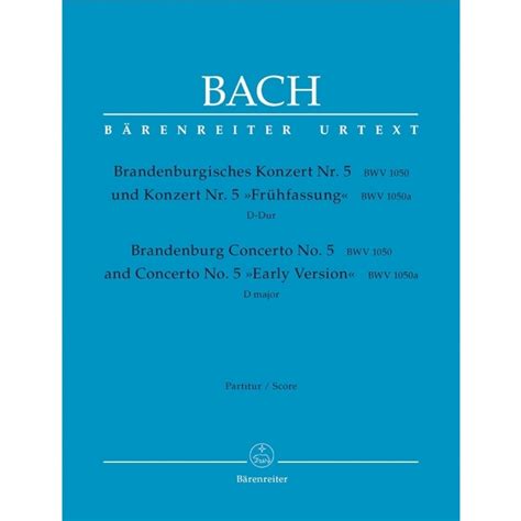 Brandenburg Concerto No 5 Score Only Js Bach Just Flutes