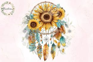 Sunflower Dreamcatcher Watercolor Graphic By Nastine Creative Fabrica