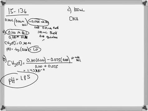 SOLVED A 100 0 ML Sample Of A Solution That Is 0 100 M In HCl RAN And 0