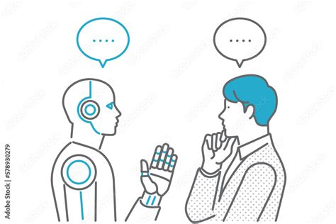 Aiロボットと会話をする男性のイメージイラスト Stock Vector Adobe Stock