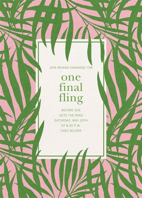 Frond Frame Bachelorette Party Invitation Send Online Instantly