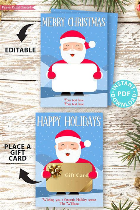 Christmas Gift Card Holder Printable, Santa - Press Print Party!