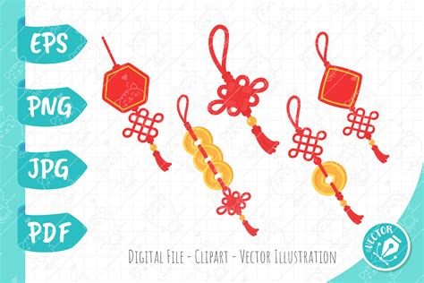 Chinese Tassels Vector Illustration Graphic By Crstocker · Creative Fabrica