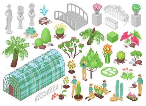 Botanical Garden Icons Set Vectors Graphicriver