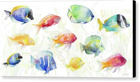 School Canvas Print Featuring The Painting School Of Tropical Fish By