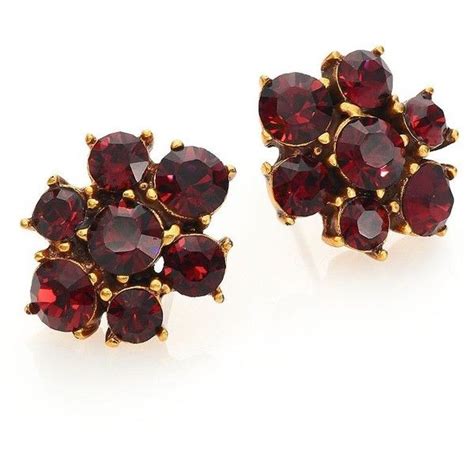 Oscar De La Renta Crystal Flower Button Earrings