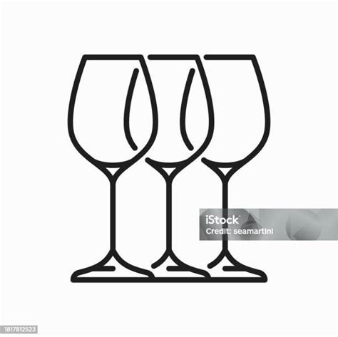 Glass Wine Line Art Icon Restaurant Alcohol Party Stock Illustration Download Image Now