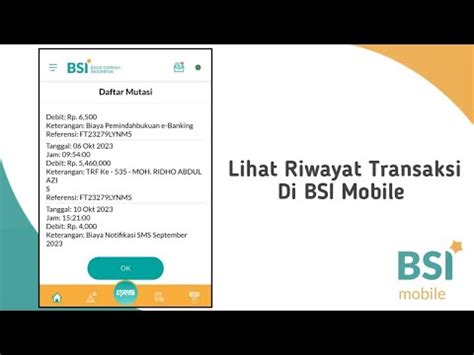 Cara Melihat Riwayat Transaksi Di Bsi Mobile Youtube