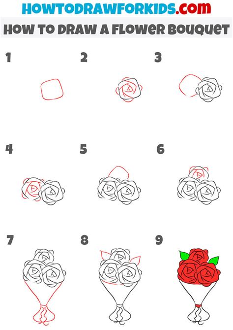 How To Draw A Flower Bouquet Easy Drawing Tutorial For Kids