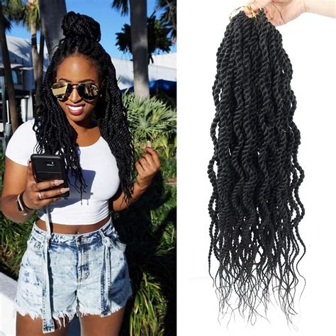 Buy 18Inch Wavy Senegalese Twist Crochet Hair Braids Wavy Ends