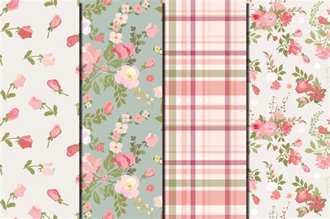 Shabby Chic Pink Roses Seamless Digital Paper Pack By Dolly Potterson