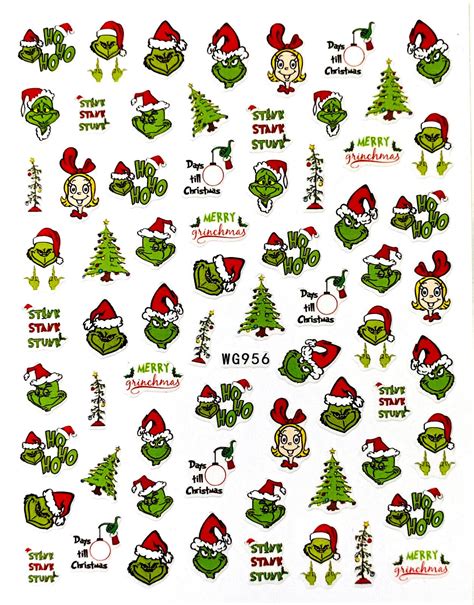 Weihnachten Nail Art Nagel Sticker Selbstklebend Grinch Wg