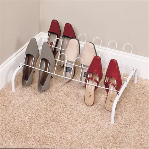 Pairs White Metal Shoe Rack Space Saving Shoe Rack Wooden Shoe