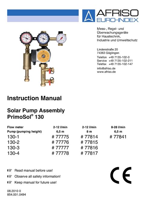 Solar Afriso Primo Sol Betriebsanleitung Englisch Tcm