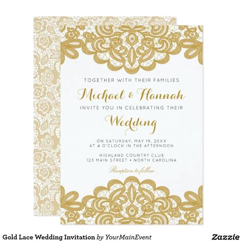 Gold Lace Elegant Wedding Invitation Wedding Invitations