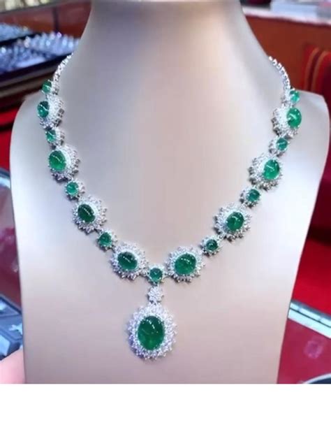 AIG Certified 46 80 Ct Of Zambia Emerald 13 Ct Of Diamonds On 18k Gold