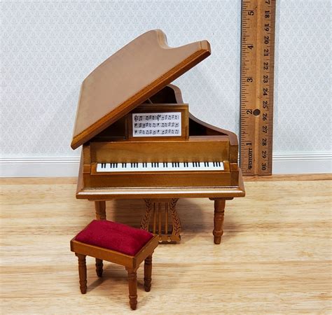 Miniature Grand Piano With Bench Seat Wood Instrument 112 Scale