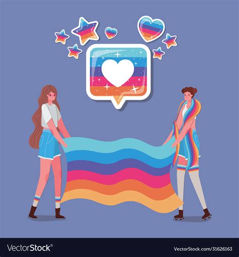 Women Cartoons With Costumes And Lgtbi Flag And Vector Image