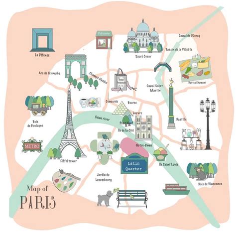 A Map Of Paris With All The Attractions