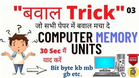 Computer Memory Units Storage Units Of Computer Bit Byte Kb Mb