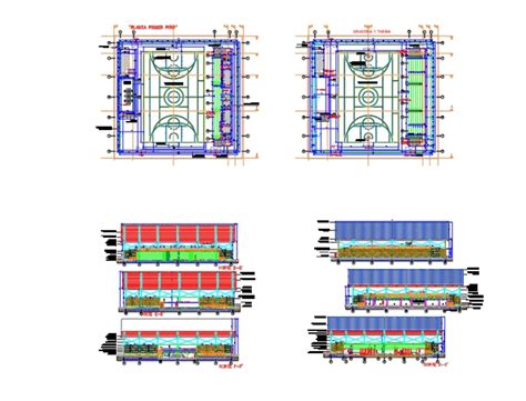 Quadra Poliesportiva Coberta Em Autocad Cad Mb Bibliocad