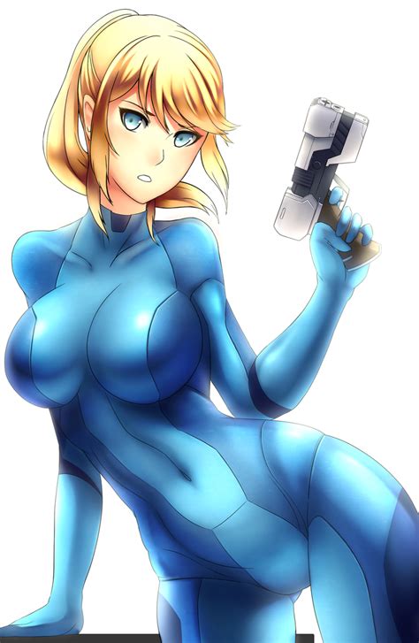 1girl Blonde Hair Blue Eyes Bodysuit Breasts Gun Highres Large Breasts