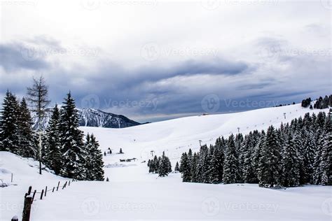 Snowy landscape with pine trees 2562321 Stock Photo at Vecteezy