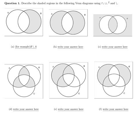 Regions Of A Venn Diagram Venn Diagrams Of Common Selected R