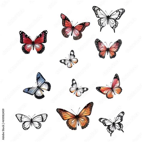 Assorted Butterfly Drawing Outline Aesthetic Butterfly Vector Mix