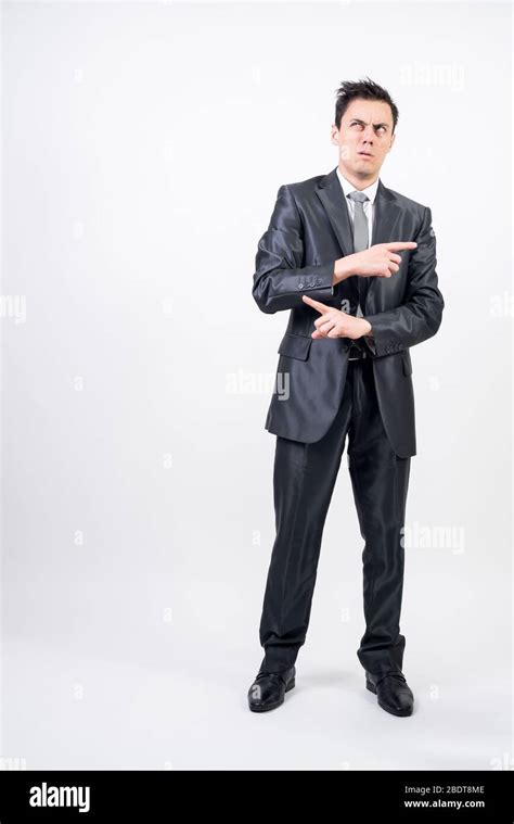 Confused Man In Suit White Background Full Body Stock Photo Alamy