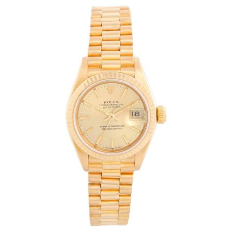 Rolex President Yellow Gold Anniversary Dial Diamond Ladies Watch 69158 For Sale At 1stdibs