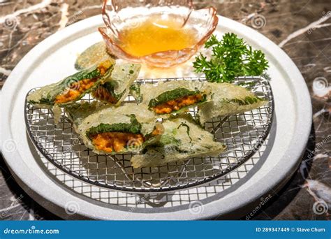 A Delicious Japanese Dish Sea Urchin Tempura Stock Image Image Of