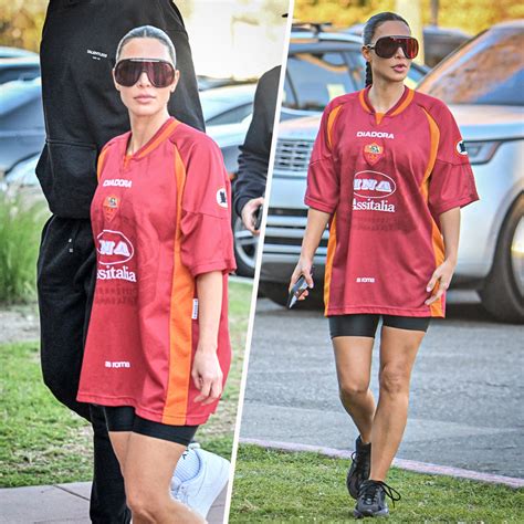 Look Kim Kardashian Steps Out In LA Wearing Retro AS Roma Kit Thick