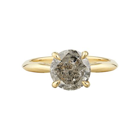 18ct Yellow Gold 202ct Salt And Pepper Diamond Engagement Ring