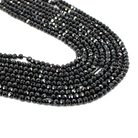 Natural Black Spinel Beads Jewelry Making Rondelle Faceted Beads 13 Inch Strand Drilled By