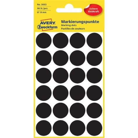 Buy Avery 3003 Color Coding Dots, Ø 18 mm, Black, Permanent (Pkt/96 ...