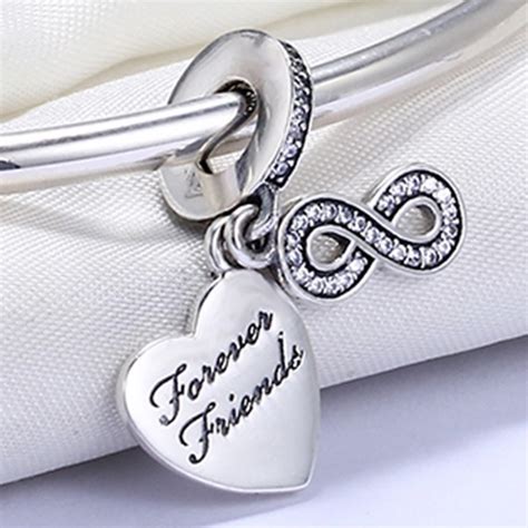 Berloque Pingente Coração Forever Friends Charm de Amizade