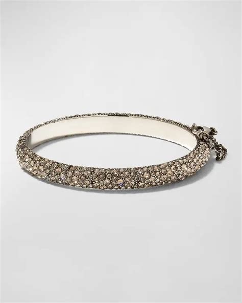 Alexander Mcqueen Pave Thin Cuff Bracelet Grege Editorialist