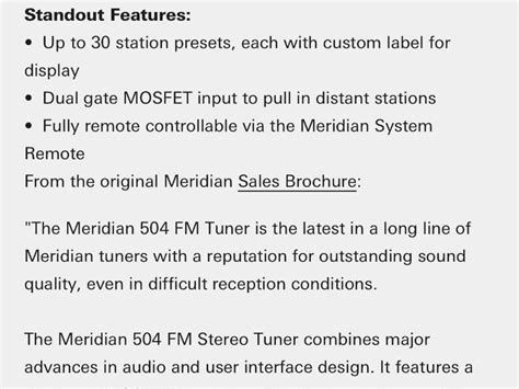 Meridian 504 Stereo FM Tuner Kaufen Auf Ricardo