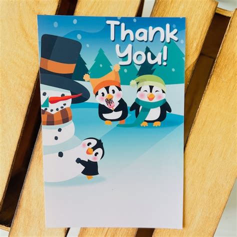 Penguin Party Thank You Card EDITABLE Printable Penguin Christmas