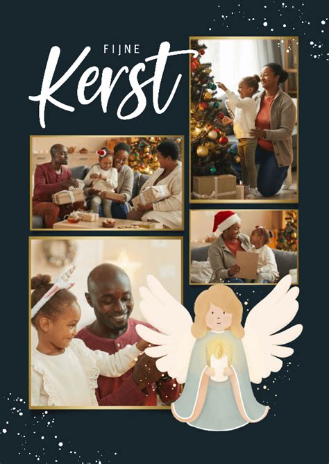 Kerstkaartje Met Fotocollage Engel En Goud Kaartje Go