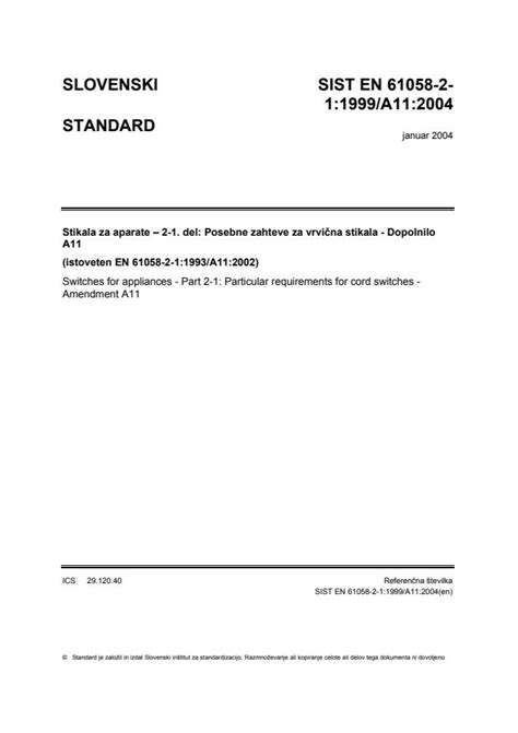 EN 61058-2-1:1993/A11:2002 - Switches for appliances - Part 2-1 ...