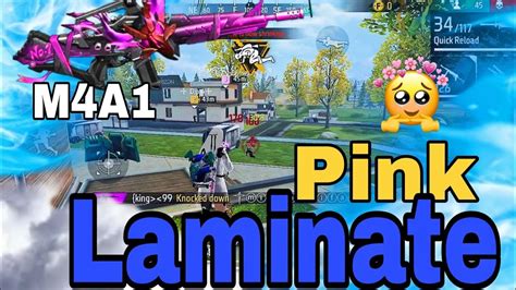 New Pink Laminate M A Use In Free Fire Squad Gameplay Heroic Lobby