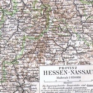 Map Hesse-nassau Province Germany Edwardian 1903 Antique Steel ...